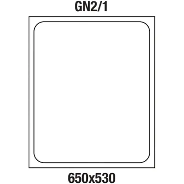 GN-Bak | RVS | 2/1 GN | Hoogte 65mm | 650x530x65(h)mm