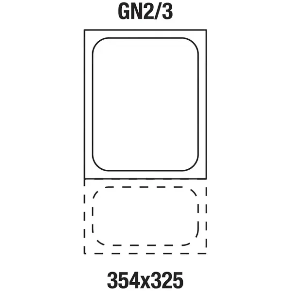 GN-Bak | RVS | 2/3 GN | Hoogte 100mm | 354x325x100(h)mm