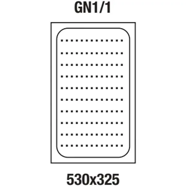 GN-Bak | RVS | 1/1 GN | Hoogte 40mm | Geperforeerd | 530x325x40(h)mm