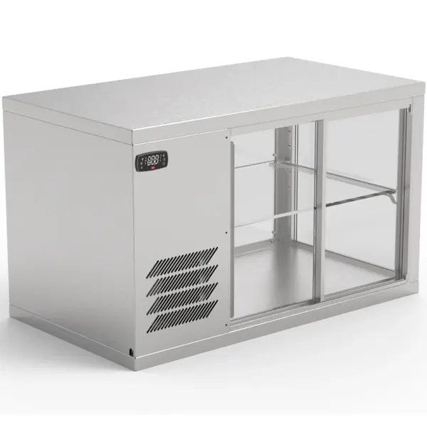 Koelvitrine | AKV-S | 123L | RVS | +6°C/+12°C | Geforceerd | 2 Niveaus | Zelfbediening | 910x510x545(h)mm