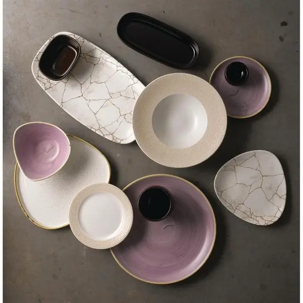 Coupeborden | STONECAST | Keramiek | Lichtpaars | 12 Stuks | Ø165mm