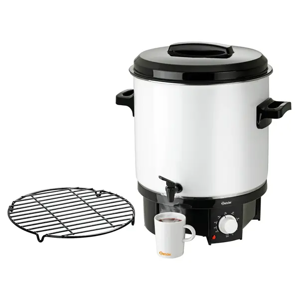 Verwarmde Drankendispenser | Wit/Zwart | 28L | 30°C/100°C | 1.8kW (230V) | Enkelwandig | 370x370x500(h)mm