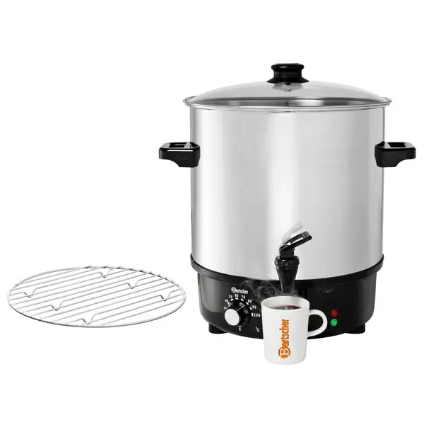 Verwarmde Drankendispenser | RVS/Zwart | 25.4L | 30°C/100°C | 2kW (230V) | Enkelwandig | 380x420x475(h)mm