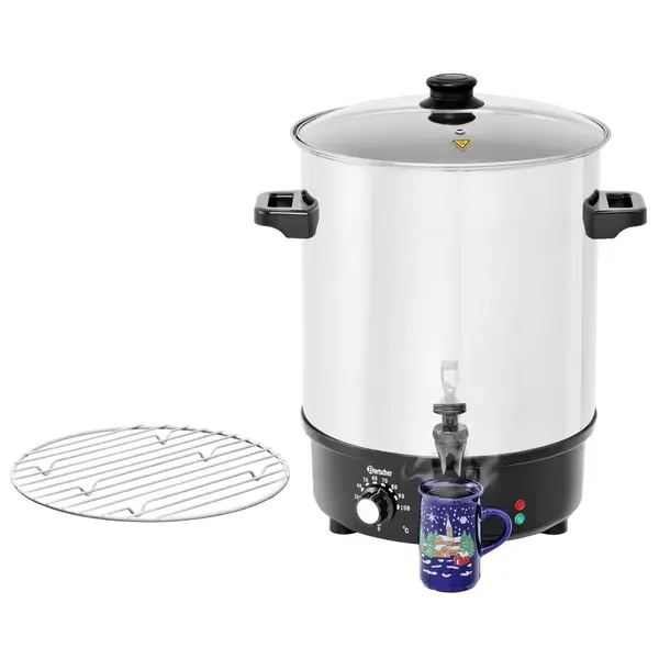 Verwarmde Drankendispenser | RVS/Zwart | 31.4L | 30°C/100°C | 2kW (230V) | Enkelwandig | 379x423x530(h)mm