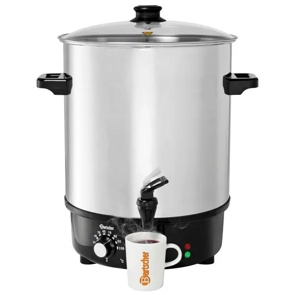 Verwarmde Drankendispenser | RVS/Zwart | 31.4L | 30°C/100°C | 2kW (230V) | Enkelwandig | 379x423x530(h)mm