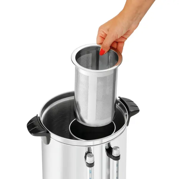 Heetwater-/Theedispenser | RVS | 8L | 30°C/100°C | 1.6kW (230V) | 2 Reservoirs + Tapkranen | Dubbelwandig | Lekbak | 330x335x505(h)mm