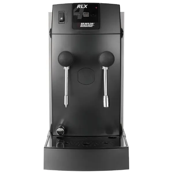 Heetwaterdispenser + Stoompijp | RLX4 | Zwart | 1.6L | 230V | Zwenkbare Uitlopen | Wateraansluiting | Lekbak | 245x509x448(h)mm
