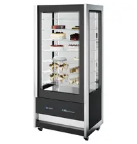 ISA Koelvitrine | CRISTAL TOWER | 718L | RVS/Zwart | +1°C/+10°C | Geforceerd | 6 Niveaus | Wielen (Geremd) | 930x745x2062(h)mm