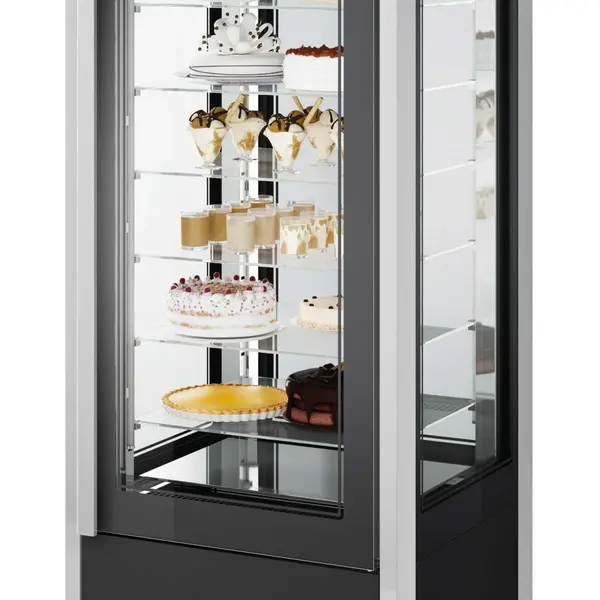 Koelvitrine | CRISTAL TOWER | 718L | RVS/Zwart | +1°C/+10°C | Geforceerd | 6 Niveaus | Wielen (Geremd) | 930x745x2062(h)mm