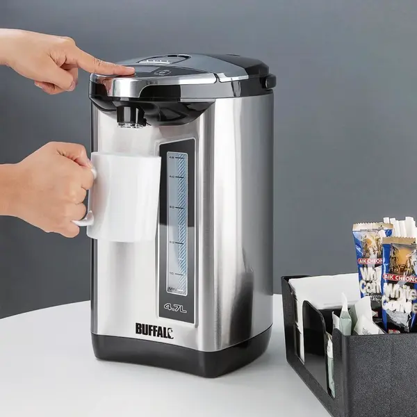 Heetwaterdispenser | RVS/Zwart | 4.7L | 40°C/100°C | 0.75kW (230V) | Elektrische Pomp | Dubbelwandig | 215x300x370(h)mm