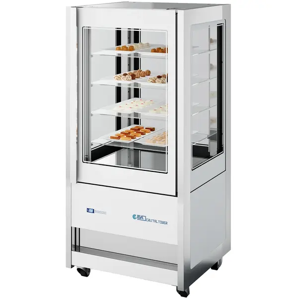 Koel-/Vriesvitrine | CRISTAL TOWER | 473L | RVS/Wit | -15°C/-18°C & +1°C/+10°C | Geforceerd | 4 Niveaus | Wielen (Geremd) | 930x745x1611(h)mm
