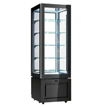 NordCap Koelvitrine | LUXOR | 324L | RVS/Zwart | +2°C/+10°C | Geforceerd | 6 Niveaus | Wielen (Geremd) | 600x650x1840(h)mm