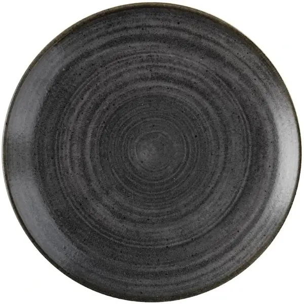 Coupeborden | STONECAST RAW | Porselein | Zwart | 12 Stuks | Ø260mm