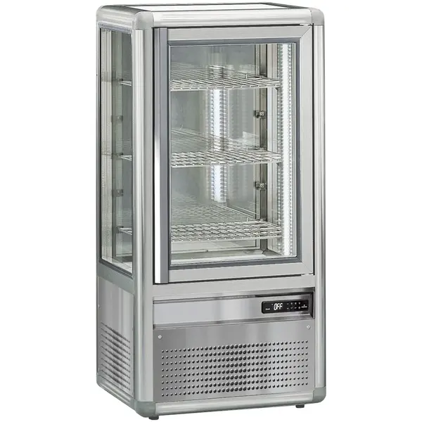 Koelvitrine | SNELLE | 120L | RVS/Aluminium | +2°C/+10°C | Geforceerd | 4 Niveaus | Wielen (Geremd) | 550x480x1137(h)mm