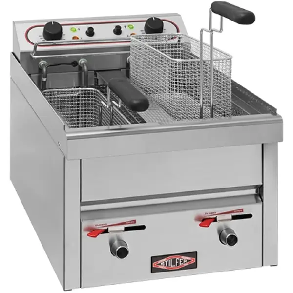 Friteuse | Elektrisch | 10+10L | 7.3kW (400V) | Aftapkranen | 400x600x395(h)mm