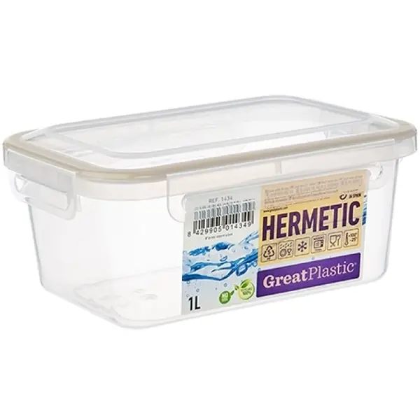 Voedselcontainer | Kunststof (BPA-Vrij) | Transparant | 1L | 180x125x80(h)mm
