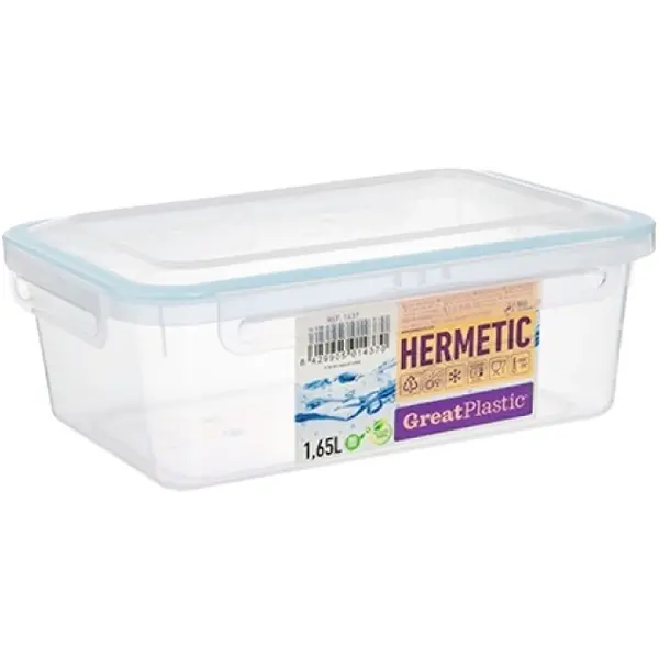 Voedselcontainer | Kunststof (BPA-Vrij) | Transparant | 1.65L | 220x150x80(h)mm