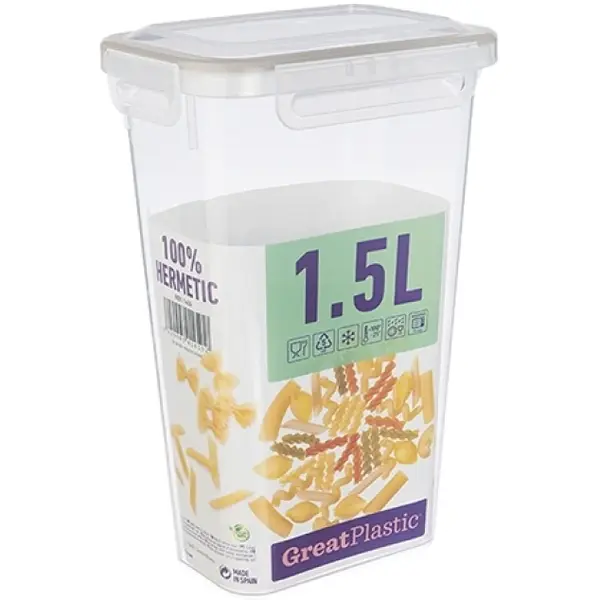 Voedselcontainer | Kunststof (BPA-Vrij) | Transparant | 1.5L | 140x100x215(h)mm
