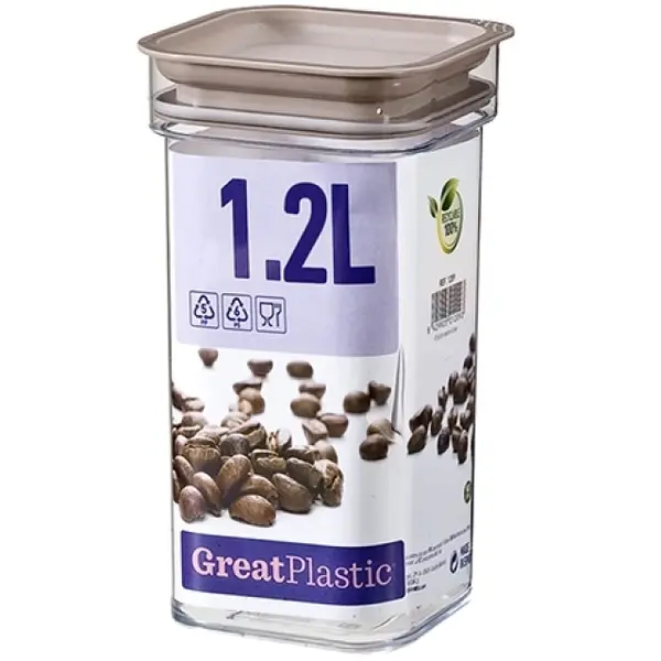 Voedselcontainer | Kunststof (BPA-Vrij) | Transparant | 1.2L | 110x110x185(h)mm