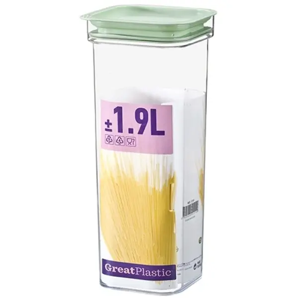 Voedselcontainer | Kunststof (BPA-Vrij) | Transparant | 1.9L | 110x110x300(h)mm