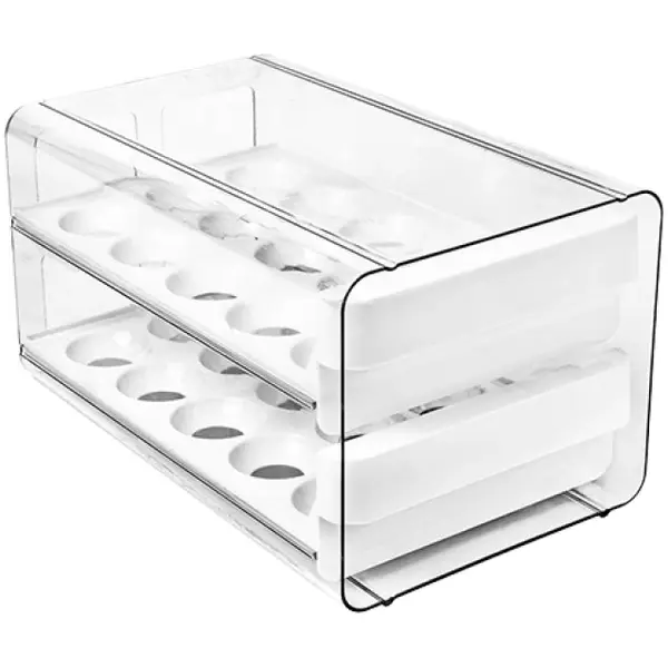 Koelkast Eierhouder | Kunststof (BPA-Vrij) | Transparant | 2 Niveaus | 165x265x145(h)mm