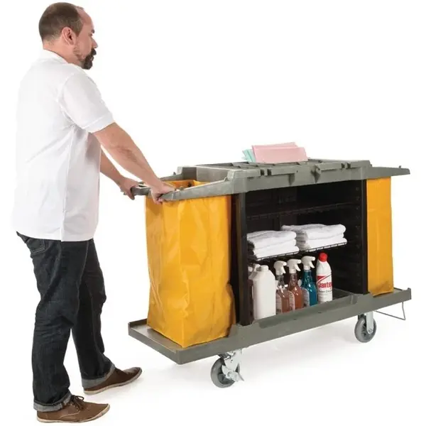 Huishoudwagen | Kunststof | 3 Niveaus | Incl. Waszakken | Wielen (Geremd) | 1460x540x990(h)mm