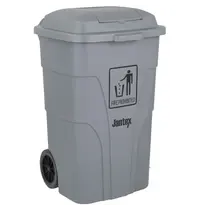 Jantex Rolcontainer | Kunststof | Grijs | 120L | Klapdeksel | Wielen | 445x380x887(h)mm