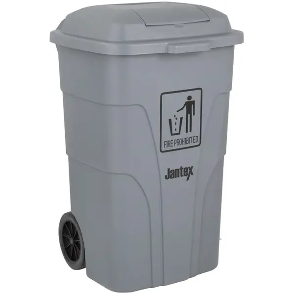 Rolcontainer | Kunststof | Grijs | 120L | Klapdeksel | Wielen | 445x380x887(h)mm