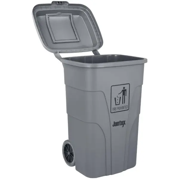 Rolcontainer | Kunststof | Grijs | 120L | Klapdeksel | Wielen | 445x380x887(h)mm