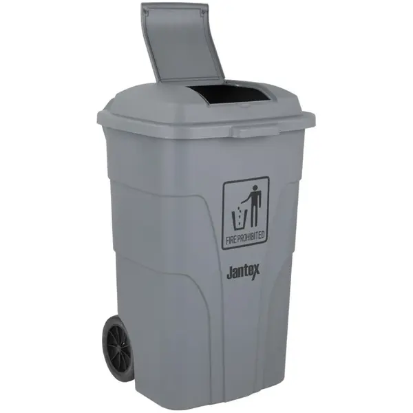 Rolcontainer | Kunststof | Grijs | 120L | Klapdeksel | Wielen | 445x380x887(h)mm