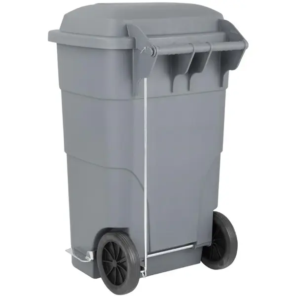Rolcontainer | Kunststof | Grijs | 120L | Klapdeksel | Wielen | 445x380x887(h)mm