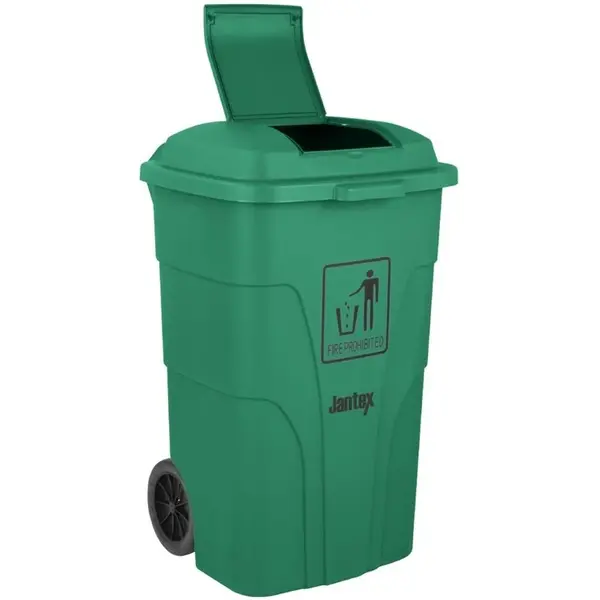 Rolcontainer | Kunststof | Groen | 120L | Klapdeksel | Wielen | 445x380x887(h)mm