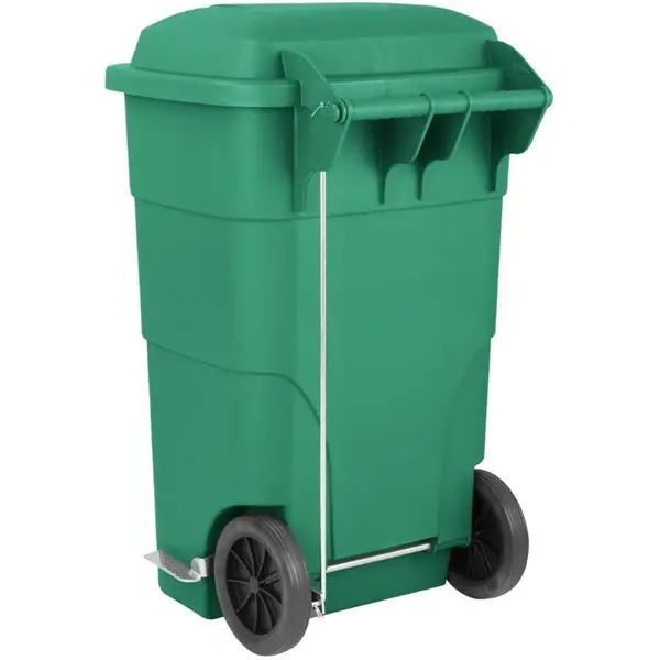 Rolcontainer | Kunststof | Groen | 120L | Klapdeksel | Wielen | 445x380x887(h)mm