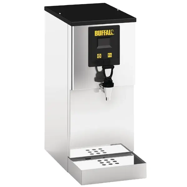 Heetwaterdispenser | RVS/Zwart | 10L | 70°C/96°C | 3kW (230V) | Wateraansluiting | Dubbelwandig | Lekbak | 255x446x560(h)mm