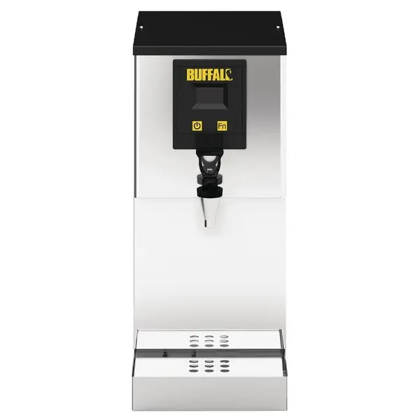 Heetwaterdispenser | RVS/Zwart | 10L | 70°C/96°C | 3kW (230V) | Wateraansluiting | Dubbelwandig | Lekbak | 255x446x560(h)mm