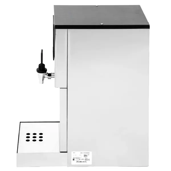 Heetwaterdispenser | RVS/Zwart | 10L | 70°C/96°C | 3kW (230V) | Wateraansluiting | Dubbelwandig | Lekbak | 255x446x560(h)mm