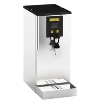 Buffalo Heetwaterdispenser | RVS/Zwart | 10L | 70°C/96°C | 3kW (230V) | Wateraansluiting + Filtering | Dubbelwandig | Lekbak | 255x446x560(h)mm