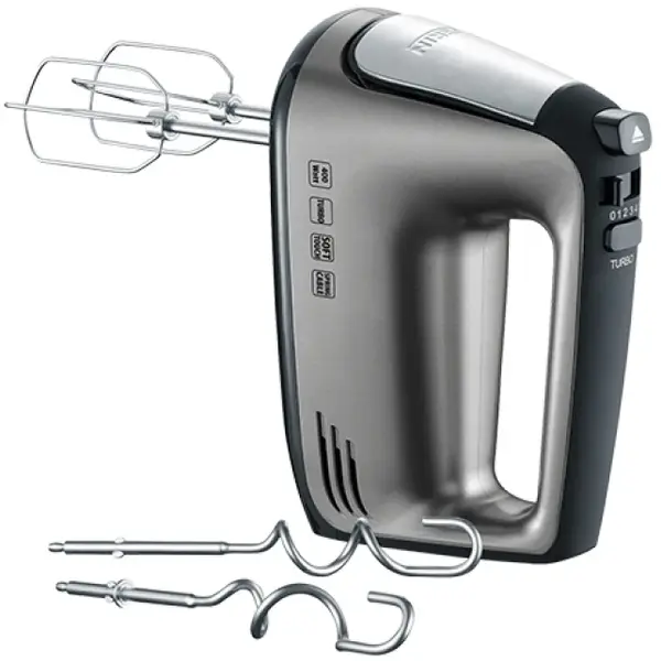 Handmixer | Incl. Deeghaken + Kneedhaken + Gardes | 5 Snelheden (650-850RPM) | 0.4kW (230V) | Turbofunctie | 300(h)mm