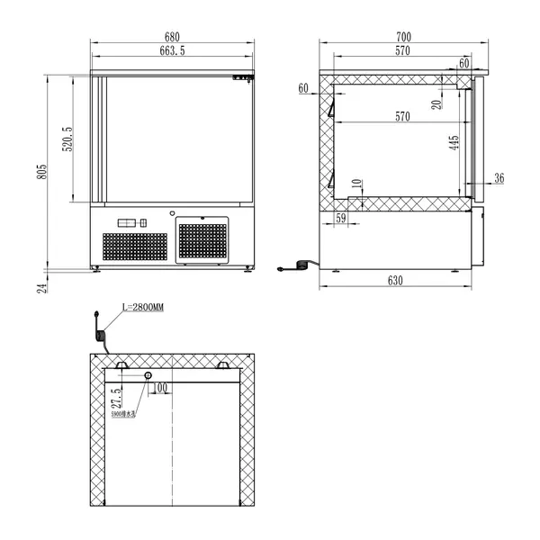 Vrieskast | U-SERIE | 140L | RVS | -18°C/-25°C | Geforceerd | 680x700x829(h)mm