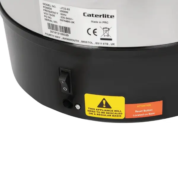 Heetwaterdispenser | RVS/Zwart | 20L | 2.2kW (230V) | Dubbelwandig | Lekbak | 304x387x560(h)mm