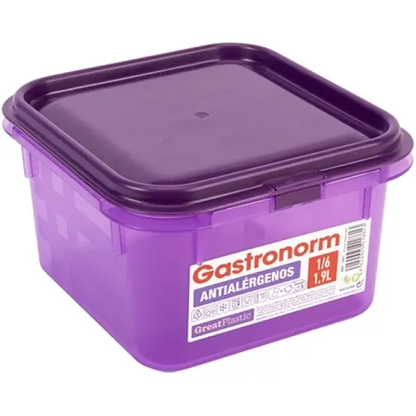 Voedseldoos | Kunststof | 1.9L | 1/6 GN | Hoogte 100mm | Incl. Deksel | 176x162x100(h)mm