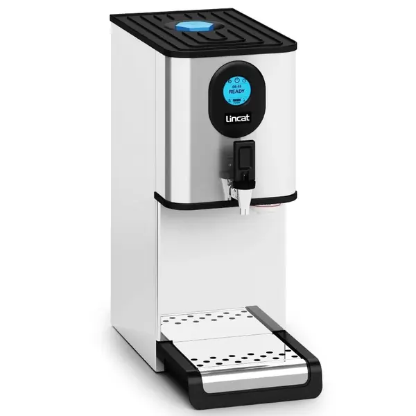 Heetwaterdispenser | FilterFlow | RVS/Zwart | 15L | 70°C/98°C | 3kW (230V) | Wateraansluiting + Filtering | Touchscreen + Timer | Dubbelwandig | Lekbak | 250x525x596(h)mm