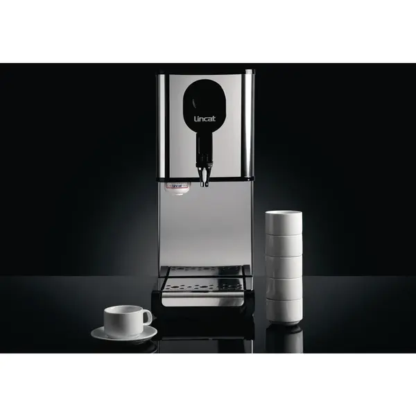Heetwaterdispenser | FilterFlow | RVS/Zwart | 15L | 70°C/98°C | 3kW (230V) | Wateraansluiting + Filtering | Touchscreen + Timer | Dubbelwandig | Lekbak | 250x525x596(h)mm