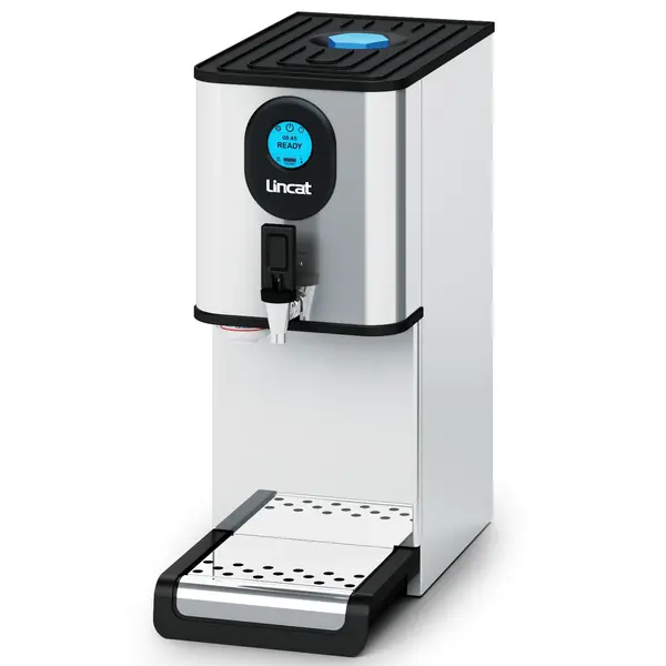 Heetwaterdispenser | FilterFlow | RVS/Zwart | 15L | 70°C/98°C | 3kW (230V) | Wateraansluiting + Filtering | Touchscreen + Timer | Dubbelwandig | Lekbak | 250x525x596(h)mm