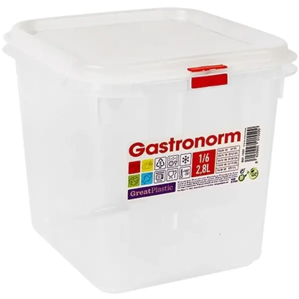 Voedseldoos | Kunststof | 2.8L | 1/6 GN | Hoogte 150mm | Incl. Deksel | 176x162x150(h)mm
