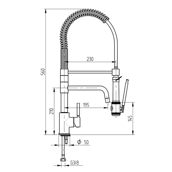 Voorspoeldouche | VALENTINA | Handdouche + Middenuitloop | Mengkraan | 1-Gats | 310x560(h)mm