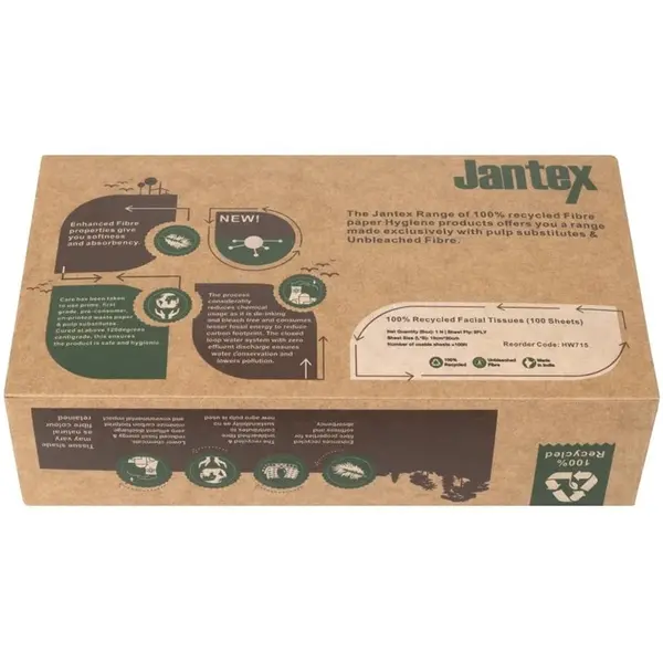 Gezichtsreinigingsdoekjes | GREEN | Gerecycled Papier | 2-Laags | 100 Vel/Pak | 36 Stuks | 200mm