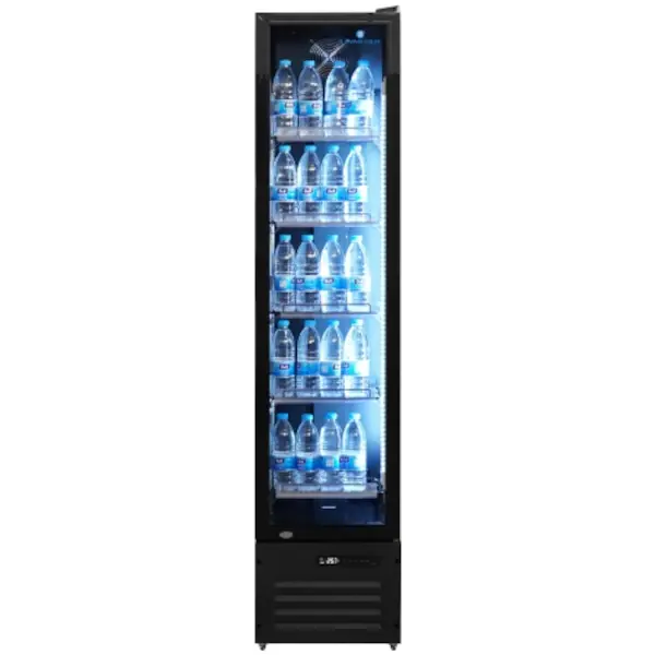 Koelkast | Smal Model | 220L | Zwart | 0°C/+10°C | Geforceerd | Wielen | 420x485x1900(h)mm