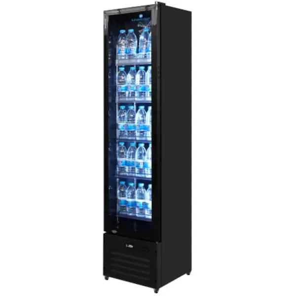 Koelkast | Smal Model | 220L | Zwart | 0°C/+10°C | Geforceerd | Wielen | 420x485x1900(h)mm