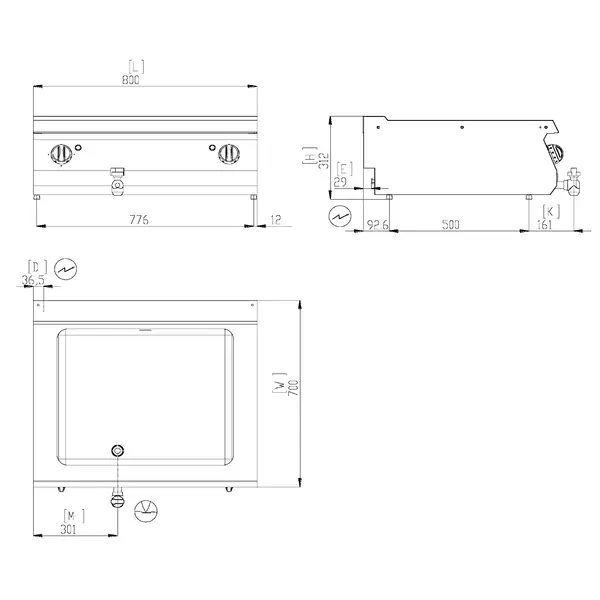 Heavy Duty Bain Marie | 2/1 GN | 30–90°C | RVS | 2kW (230V) | 800x700x280(h)mm